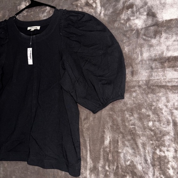 Madewell Womens XS Black Puff Sleeve Crew Neck Cotton‎ Blend Top Blouse - Picture 4 of 12